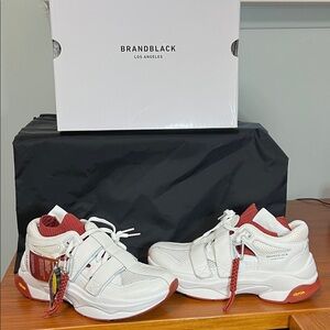 Brandblack White and Red Athletic Shoes